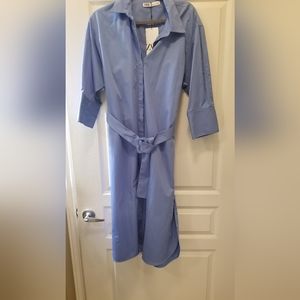 Zara Belted Shirt Dress sz L